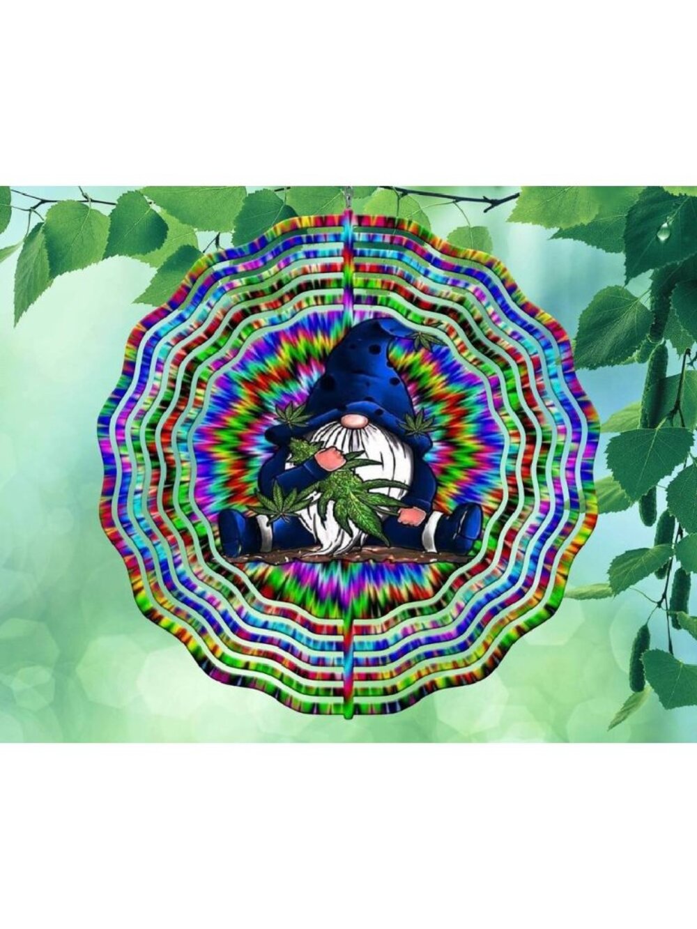 10" Marijuana Pot Gnome Psychedelic Wind Spinner Yard Decor Kinetic rws052